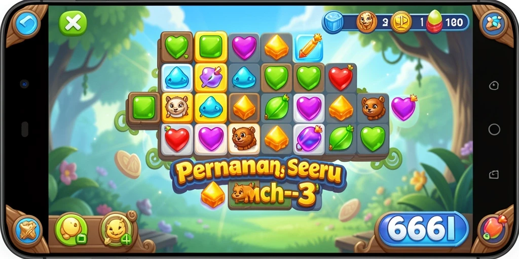 Screenshot gameplay 666I menampilkan aksi mencocokkan item yang seru.