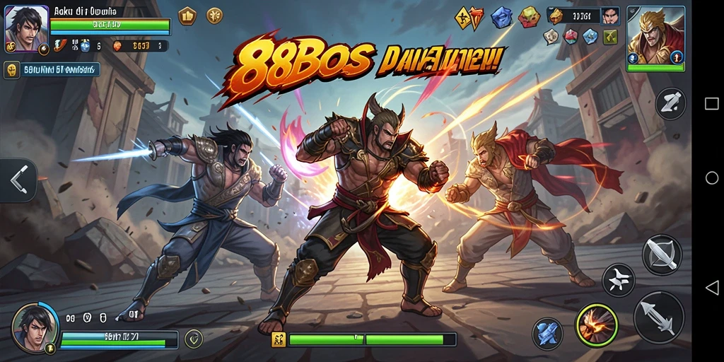 Screenshot gameplay <strong>88BOS</strong> menampilkan aksi pertarungan yang intens.
