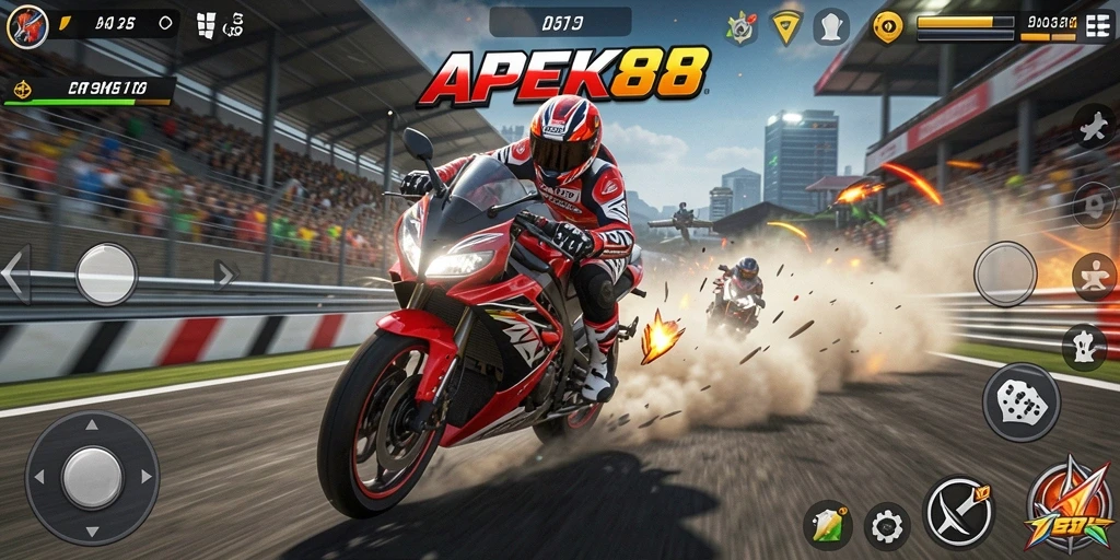 Tampilan mendebarkan saat balapan motor di APEK88.
