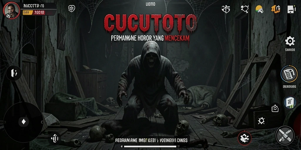 Screenshot menampilkan gameplay menegangkan CUCUTOTO di lingkungan yang angker.