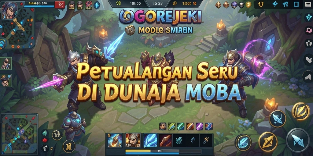 Tampilkan aksi seru dalam pertempuran MOBA GOGOREJEKI.