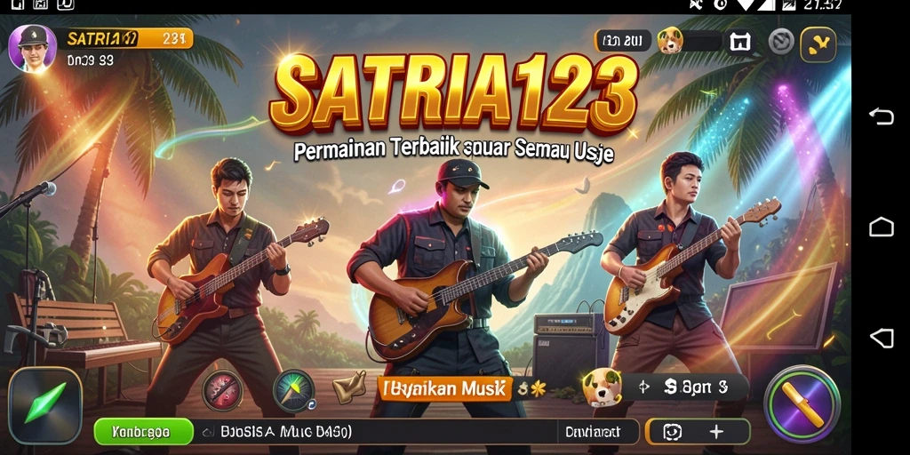 Tangkapan layar SATRIA123 menampilkan antarmuka permainan musik yang interaktif.