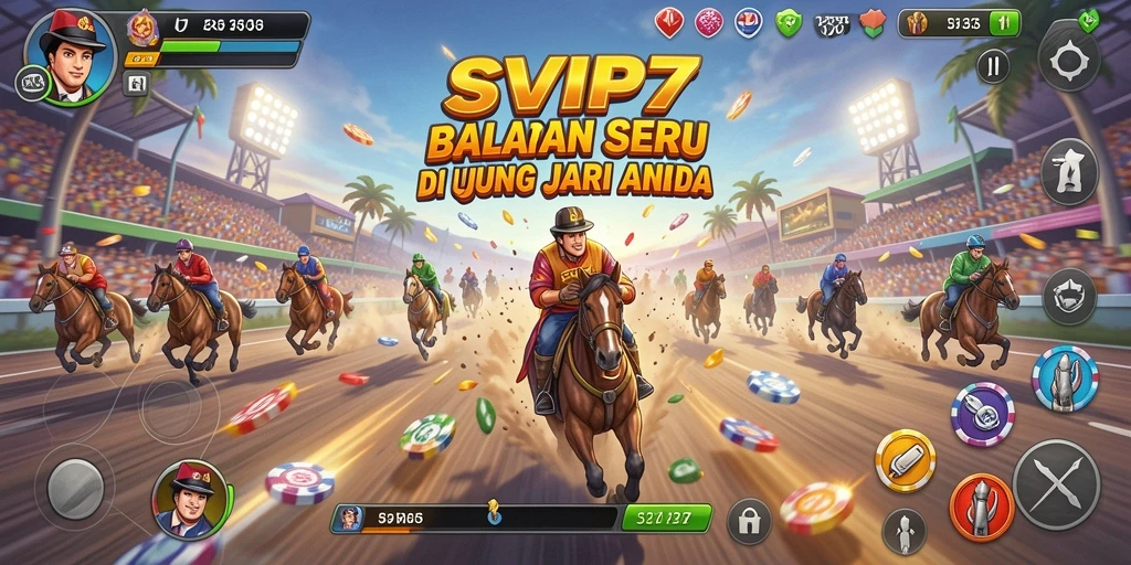 Tampilan gameplay SVIP7 dengan balapan yang mendebarkan.