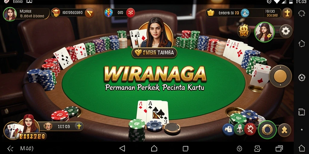 Tampilan gameplay <strong>WIRANAGA</strong> dengan aksi seru dalam permainan poker.